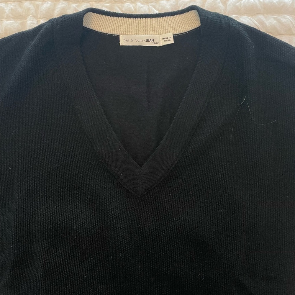 Rag and Bone Black V Neck Wool Sweater Size XS